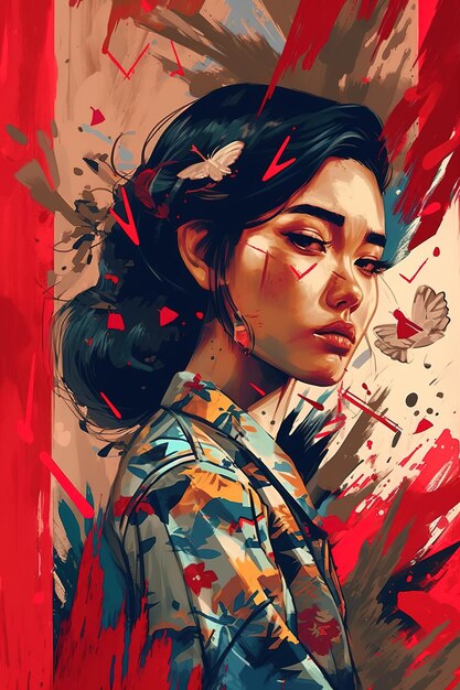 asiatische Frau der digitalen Illustrationskunst