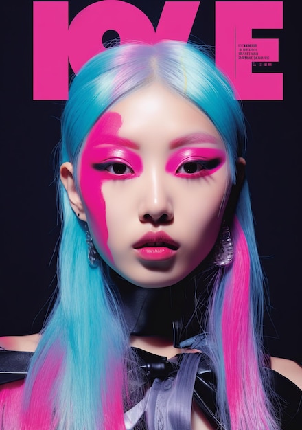 Asiatische Frau Magazin-Cover Schönes Illustrationsbild Generative KI