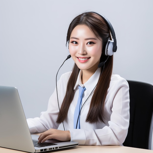 Asiatische Geschäftsfrau mit Laptop