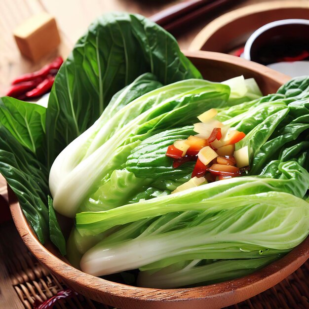 Foto asiatische küche pack choy-salat