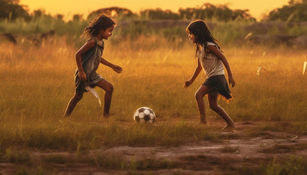 Asiatische Landkinder spielen barfuß Fußball auf einem unbefestigten FeldSakonnakhonThailand