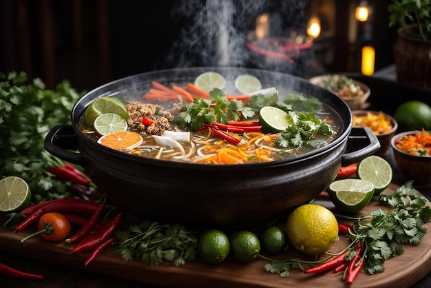 Asiatische Ramen-Nudeln der Vorderansicht auf Stäbchen auf dunklem Tisch angehoben