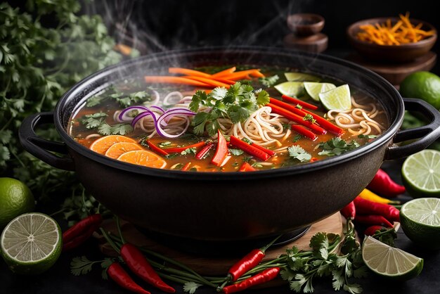 Asiatische Ramen-Nudeln der Vorderansicht auf Stäbchen auf dunklem Tisch angehoben