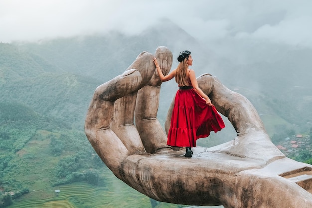 Foto asiatische reisende stadt sapa vietnam