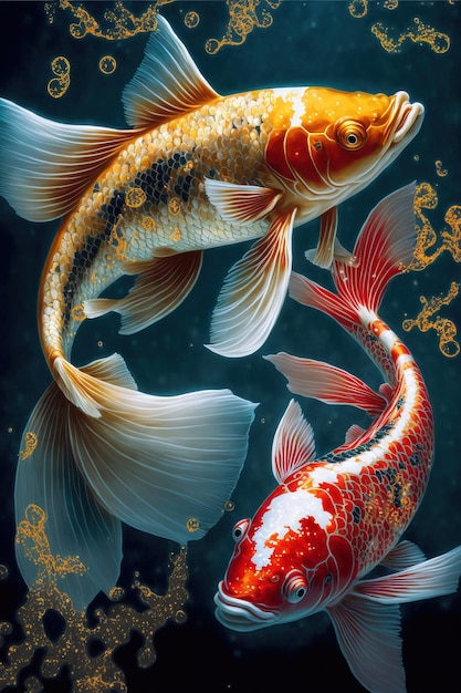 Asiatischer Hintergrund Orientalisches abstraktes Musterhintergrunddesign im japanischen Stil mit Koi-Fischen dekorieren