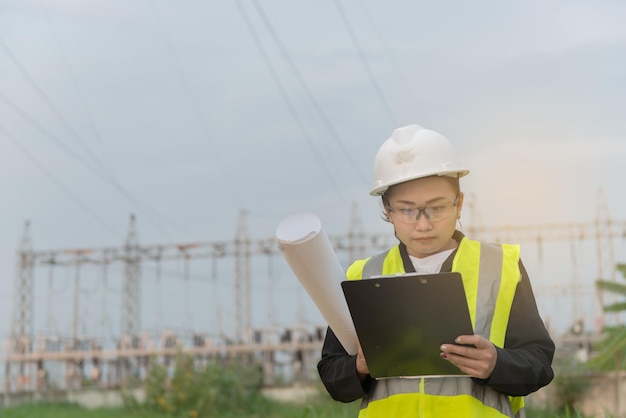 Asiatischer Ingenieur, der im Kraftwerk arbeitetThailänder