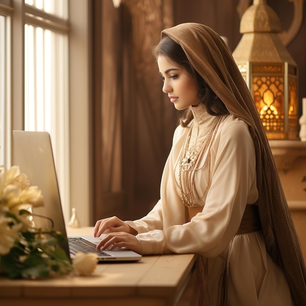 Asiatisches Mädchen arbeitet zu Hause an einem Laptop, arbeitet online, arbeitet aus der Ferne