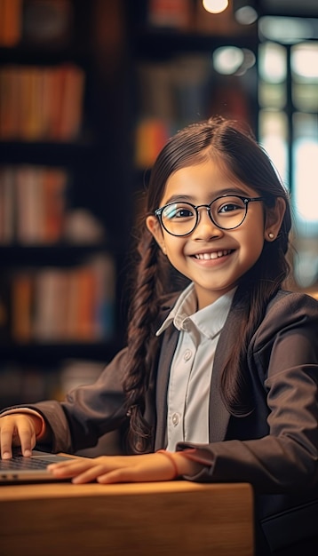 Asiatisches Schulmädchen trägt Brille