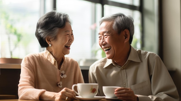 Asiatisches thailändisches älteres Paar liebt Moment