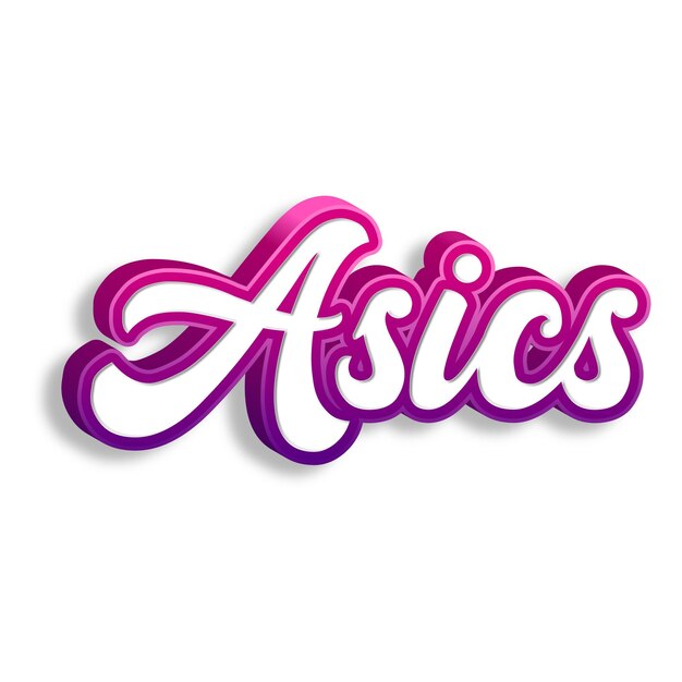 Asics tipografía diseño 3d amarillo rosa blanco fondo foto jpg