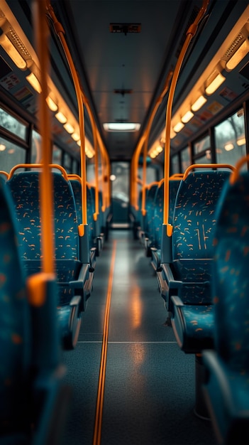Asiento de autobús vacío que invita a los viajeros a un relajante viaje de aventura Fondo de pantalla móvil vertical