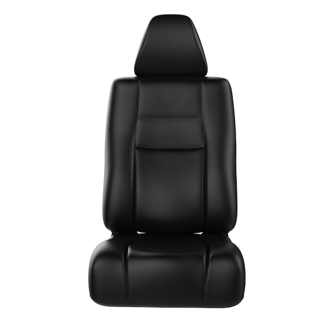 Asiento de coche de cuero negro de representación 3D aislado en blanco