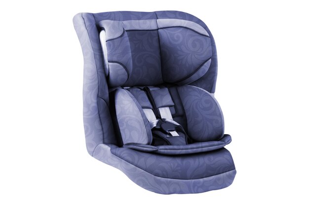 Un asiento de coche para niños aislado en un fondo blanco