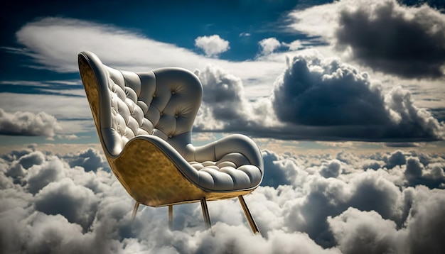 Un asiento entre las nubes Una silla moderna y elegante en las nubes IA generativa