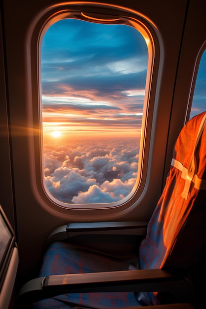 El asiento de la ventana junto a las nubes.