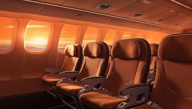 asientos en el interior de un avión de pasajeros al estilo de pintura mate
