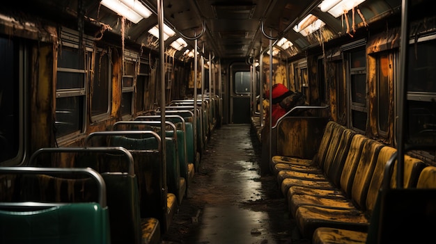 unos asientos sucios en un tren