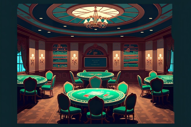 Asino innere flache Illustration Casino-Spielzimmer