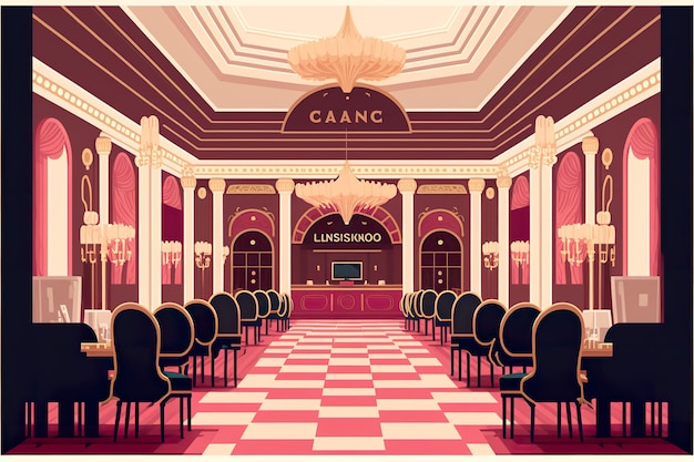 Asino innere flache Illustration Casino-Spielzimmer