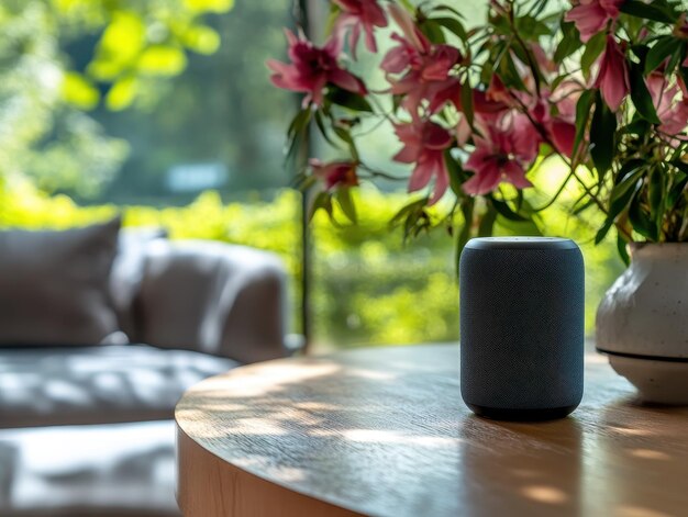 Asistente doméstico inteligente con control por voz y sistema de altavoces integrado