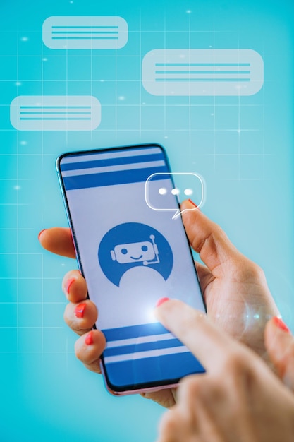 Asistente de robot digital Chatbot ayudando a un cliente