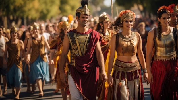 Los asistentes a la fiesta celebran con togas de colores