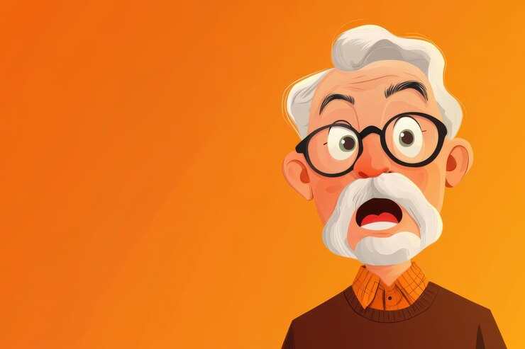 Asombrado anciano con gafas y barba blanca expresando gran sorpresa con las manos en la cara