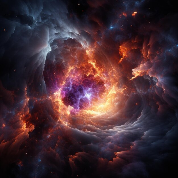Asombrosa nebulosa espacial con un centro brillante