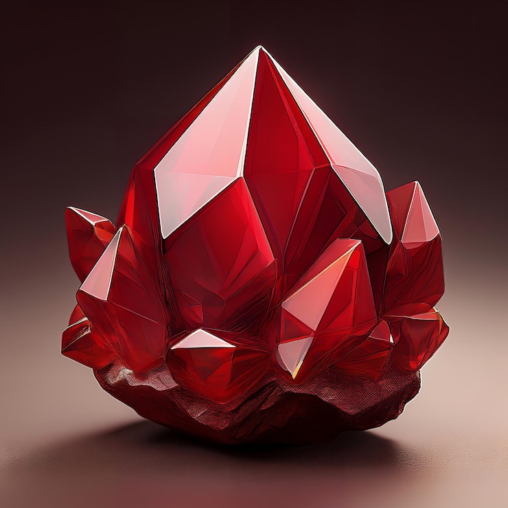 Foto un asombroso cúmulo de cristales rojos carmesí una representación digital en 3d de un cúmulos de piedras preciosas