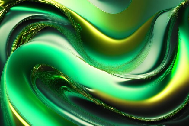 Un asombroso fondo verde Emerald Symphony El fascinante líquido verde IA generativa