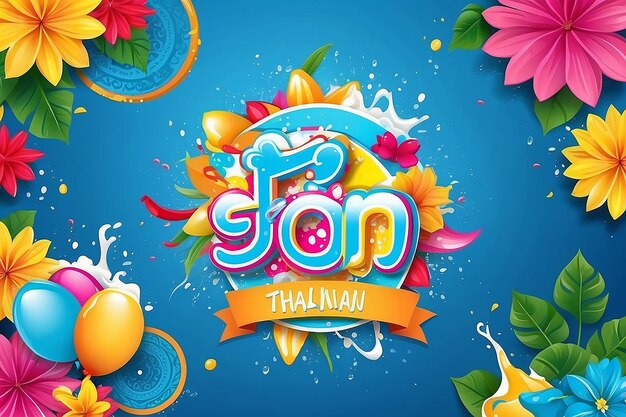 Asombroso mensaje del festival de Songkran en Tailandia diseño colorido de pancartas ilustración vectorial