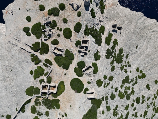 Asombroso parque nacional de las islas Kornati vista aérea panorámica del paisaje de Dalmacia Croacia panorama