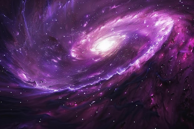 Un asombroso remolino de galaxias púrpuras con estrellas brillantes en el espacio