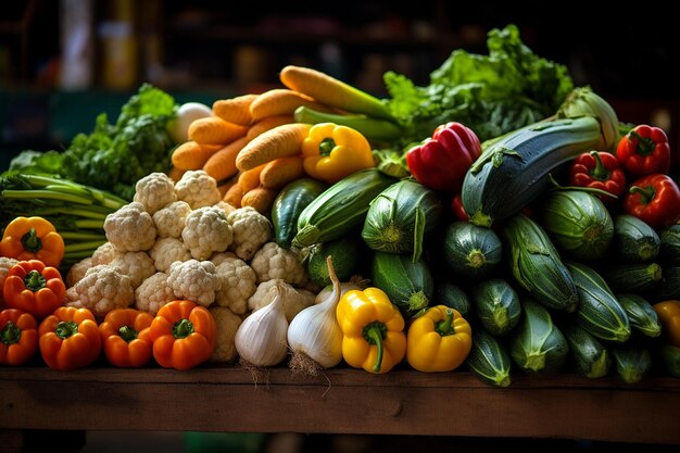 Asortimento de verduras frescas en el mercado Verduras frescas en los supermercados y en las tiendas de verduras