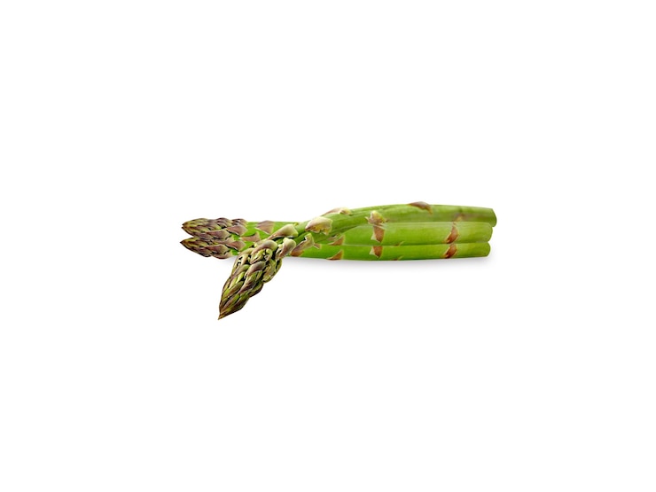 Foto asparagus officinalis schüsse auf weißem hintergrund