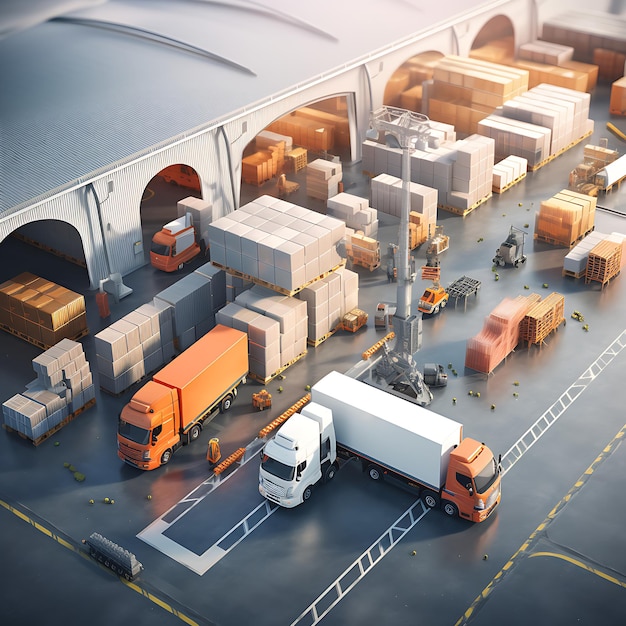 Aspecto logístico y de transporte de la industria de almacenes.