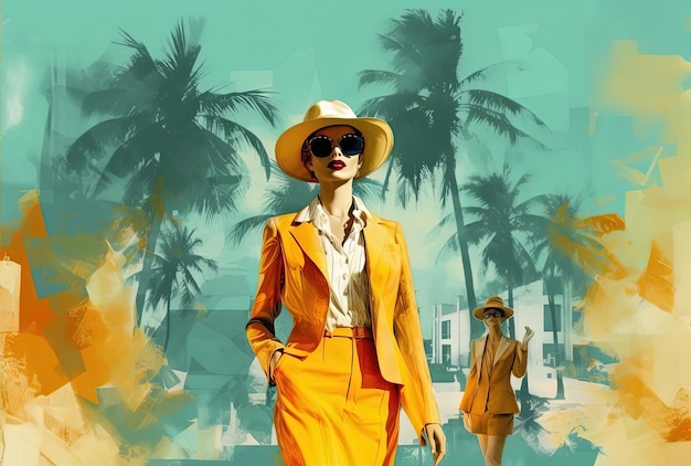 un aspecto de moda antigua para el verano en el estilo del arte pop