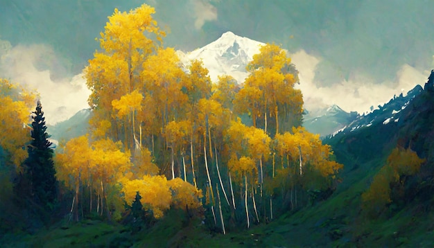 Aspen Tree hermoso arte de pared con paisaje de skyscape