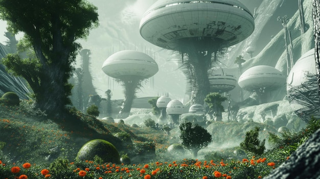 Assentamentos humanos em mundos alienígenas entre flora alienígena Colonização exoplanetária