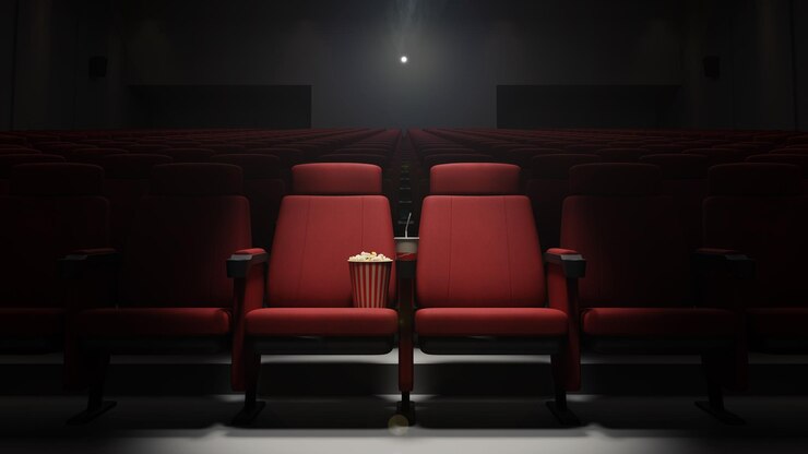 assento de cinema com pipoca e bebida renderização em 3d