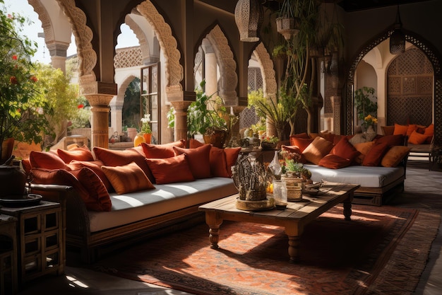 assentos de estilo árabe tradicional sala de jantar fotografia de publicidade profissional