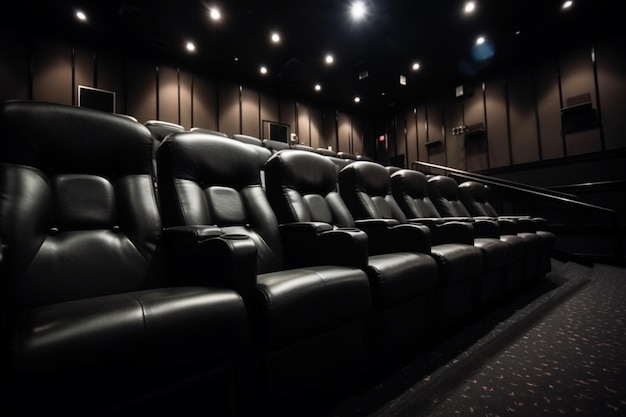 Assentos do cinema em um cinema moderno nos Estados Unidos