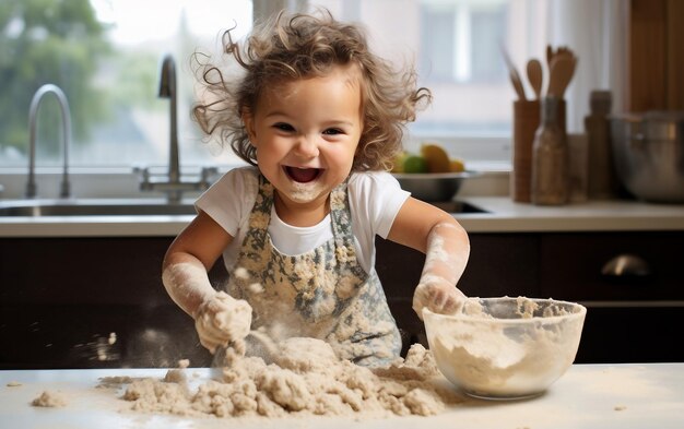 Foto assistência de floury toddler