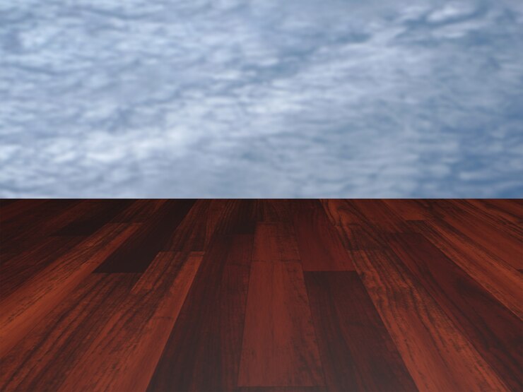Foto assoalho e céu de madeira, rendição 3d.