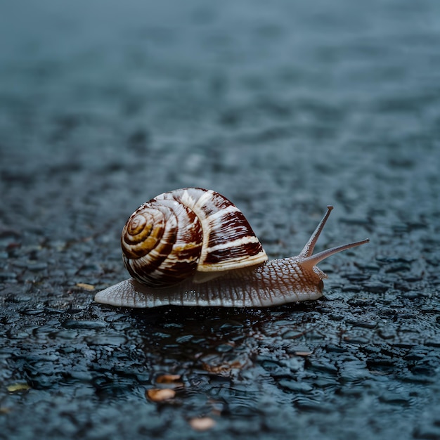 Assunto Caracol rastejando no asfalto depois da chuva atividade natural de ritmo lento Para mídia social tamanho da postagem