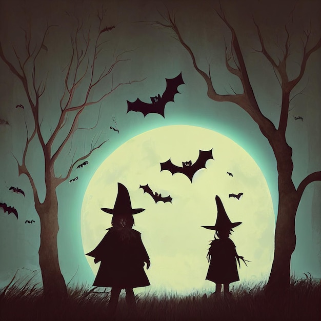 Assustador assustador Feliz noite de Halloween fundo ilustração 3D