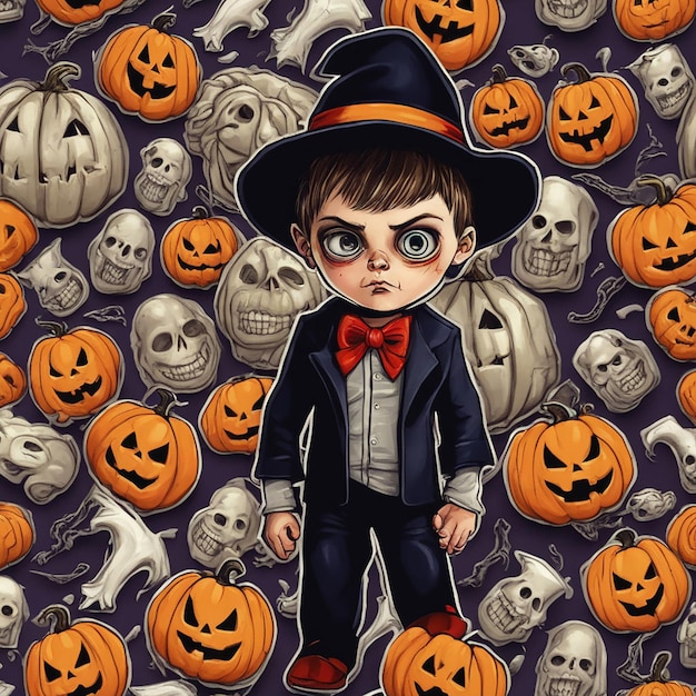 Assustador desenho animado de Halloween fantasia fundo de personagem de desenho animado de Halloween gerado por IA
