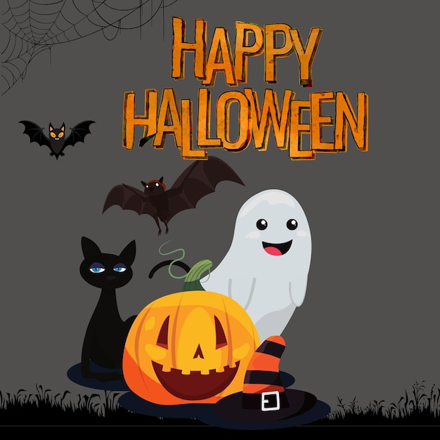 Assustador e divertido Feliz Post de Halloween