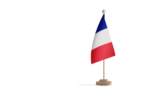 Asta de bandera de Francia con imagen de fondo de espacio en blanco