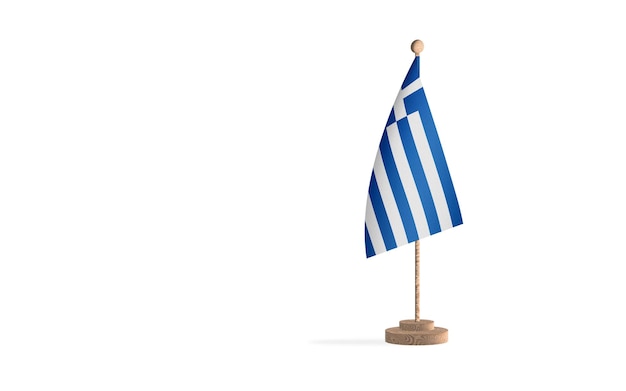 Asta de bandera de Grecia con imagen de fondo de espacio en blanco